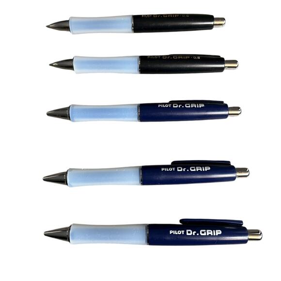 Lot of 2 Pilot Dr. Grip Mechanical Pencils & 3 Black Ink Fine Point Gel Pens - Picture 1 of 5